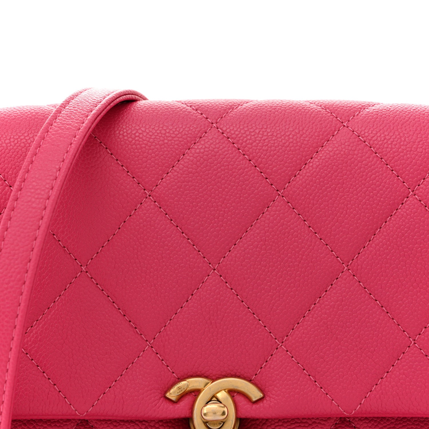 Chanel Shiny Caviar Quilted Small Chain Melody Flap Dark Pink 8 of 11