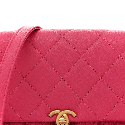 Chanel Shiny Caviar Quilted Small Chain Melody Flap Dark Pink 8 of 11