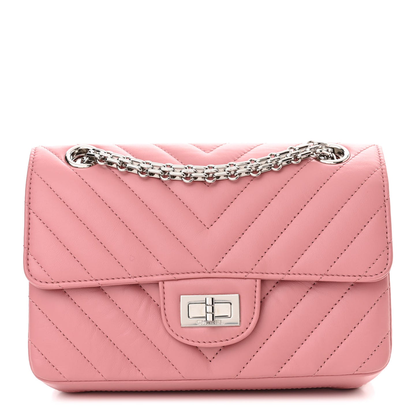 Aged Calfskin Chevron Quilted 2.55 Reissue Mini Flap Pink