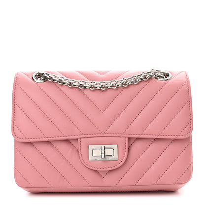 Chanel Aged Calfskin Chevron Quilted 2.55 Reissue Mini Flap Pink 1 of 12