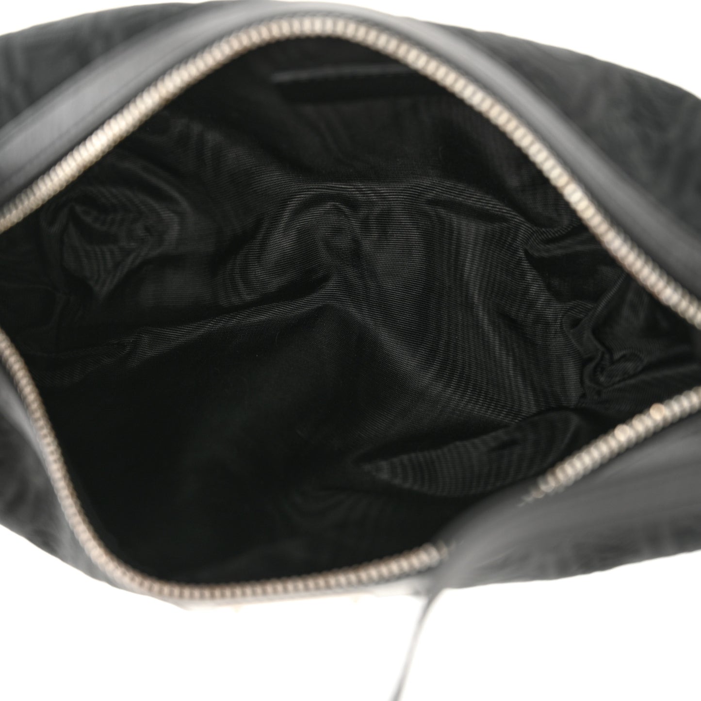 Canvas Calfskin Logo Shoulder Bag Black