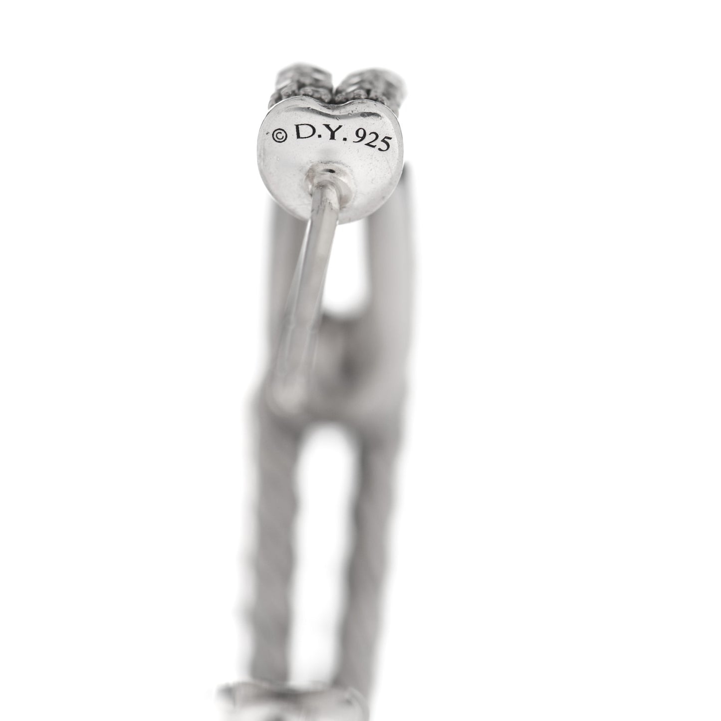 Sterling Silver Diamond Single Loop Labyrinth Hoop Earrings