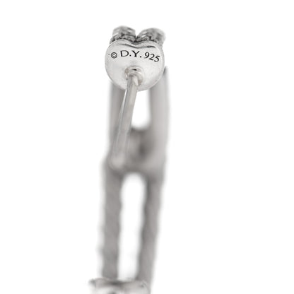 David Yurman Sterling Silver Diamond Single Loop Labyrinth Hoop Earrings 4 of 4
