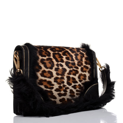 Prada Calf Hair Leopard Print Shoulder Bag Avorio 4 of 17