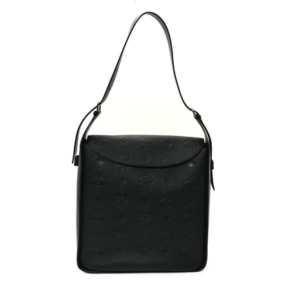MCM Calfskin Ottomar Monogram Large Aren Flap Hobo Black 1 of 10