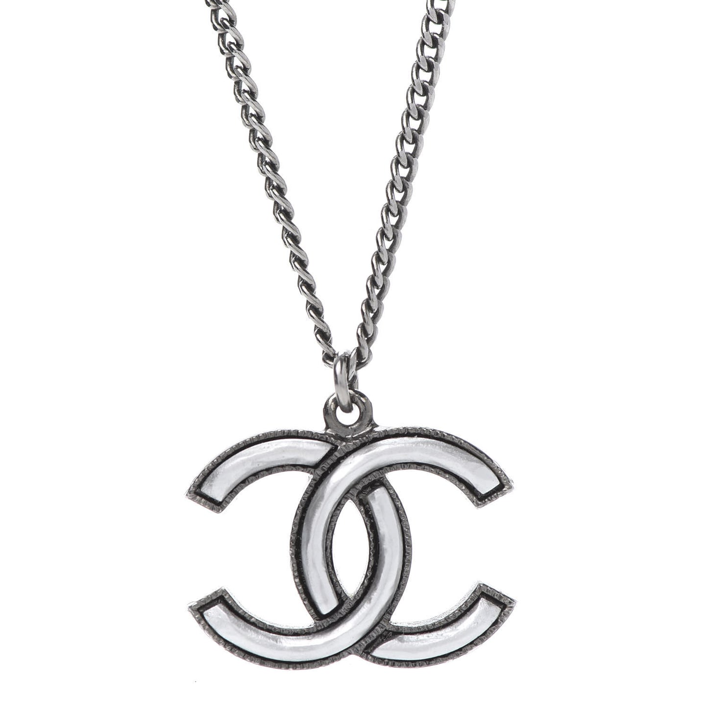 Ruthenium Enamel CC Necklace Silver