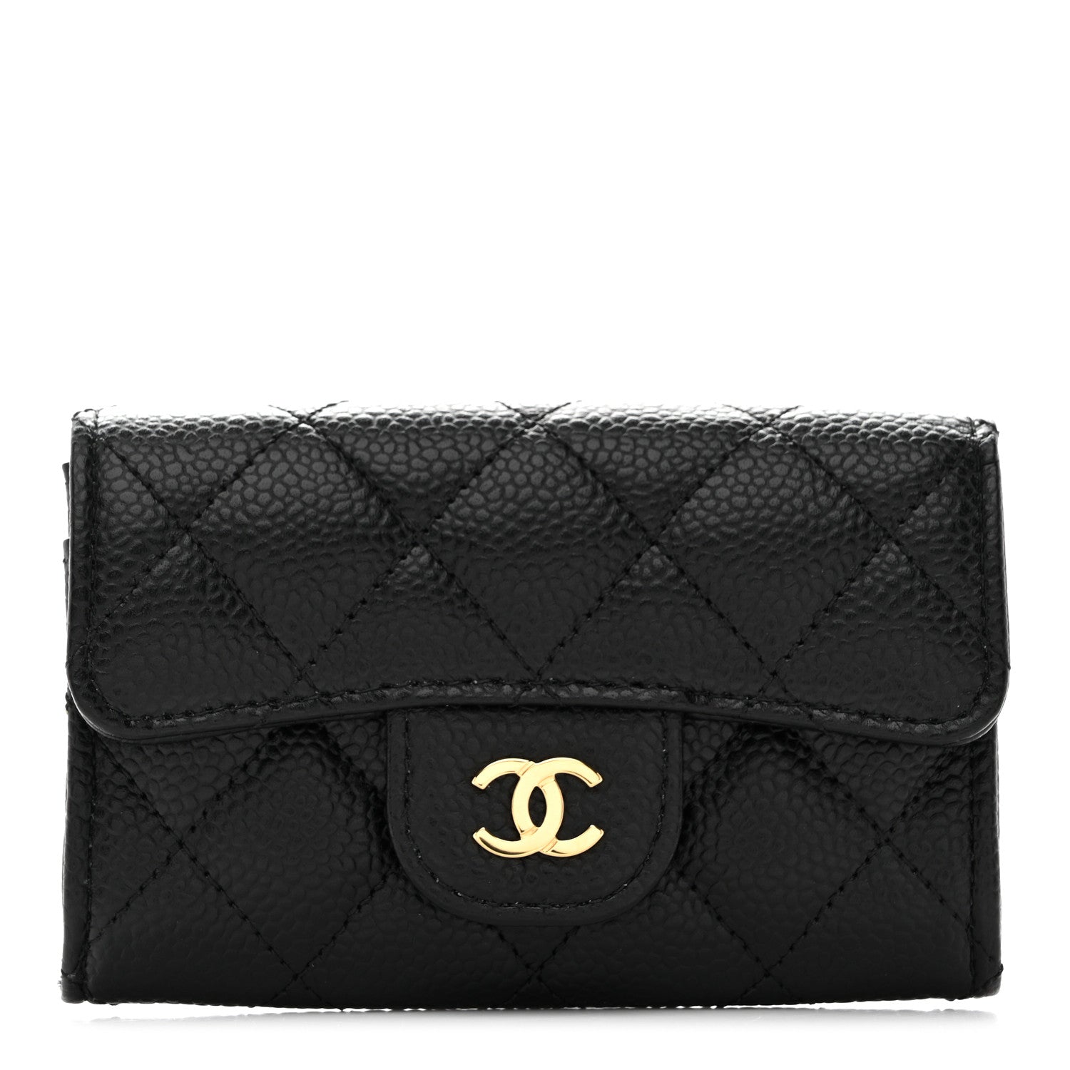Chanel Caviar Quilted Flap Card Holder Wallet Black 1 of 9