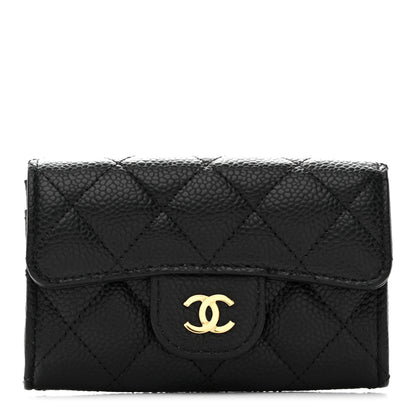 Chanel Caviar Quilted Flap Card Holder Wallet Black 1 of 9