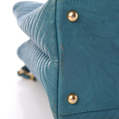 Chanel Wrinkled Lambskin Chevron Quilted Surpique Tote Turquoise 14 of 17