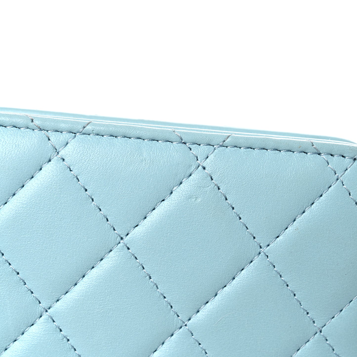 Lambskin Quilted Trendy CC Wallet On Chain WOC Light Blue