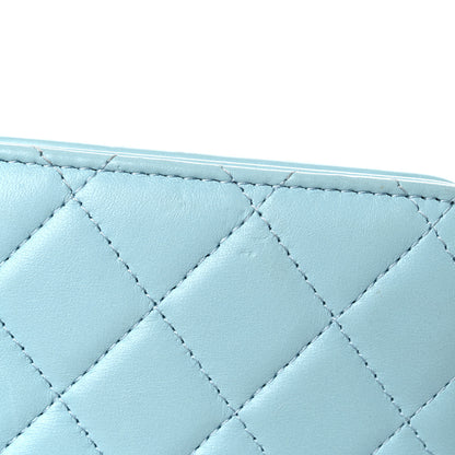 Chanel Lambskin Quilted Trendy CC Wallet On Chain WOC Light Blue 14 of 17