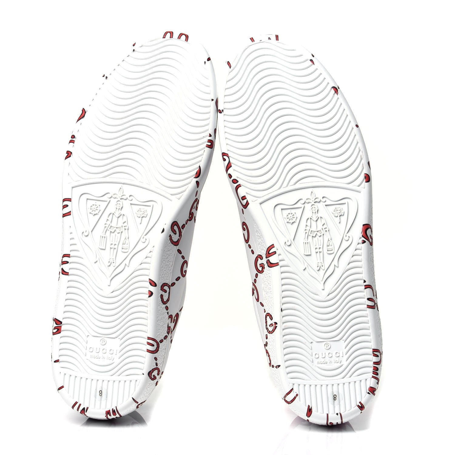 Gucci Calfskin GucciGhost Print Mens Ace Sneakers 8 White Hibiscus Red 10 of 11