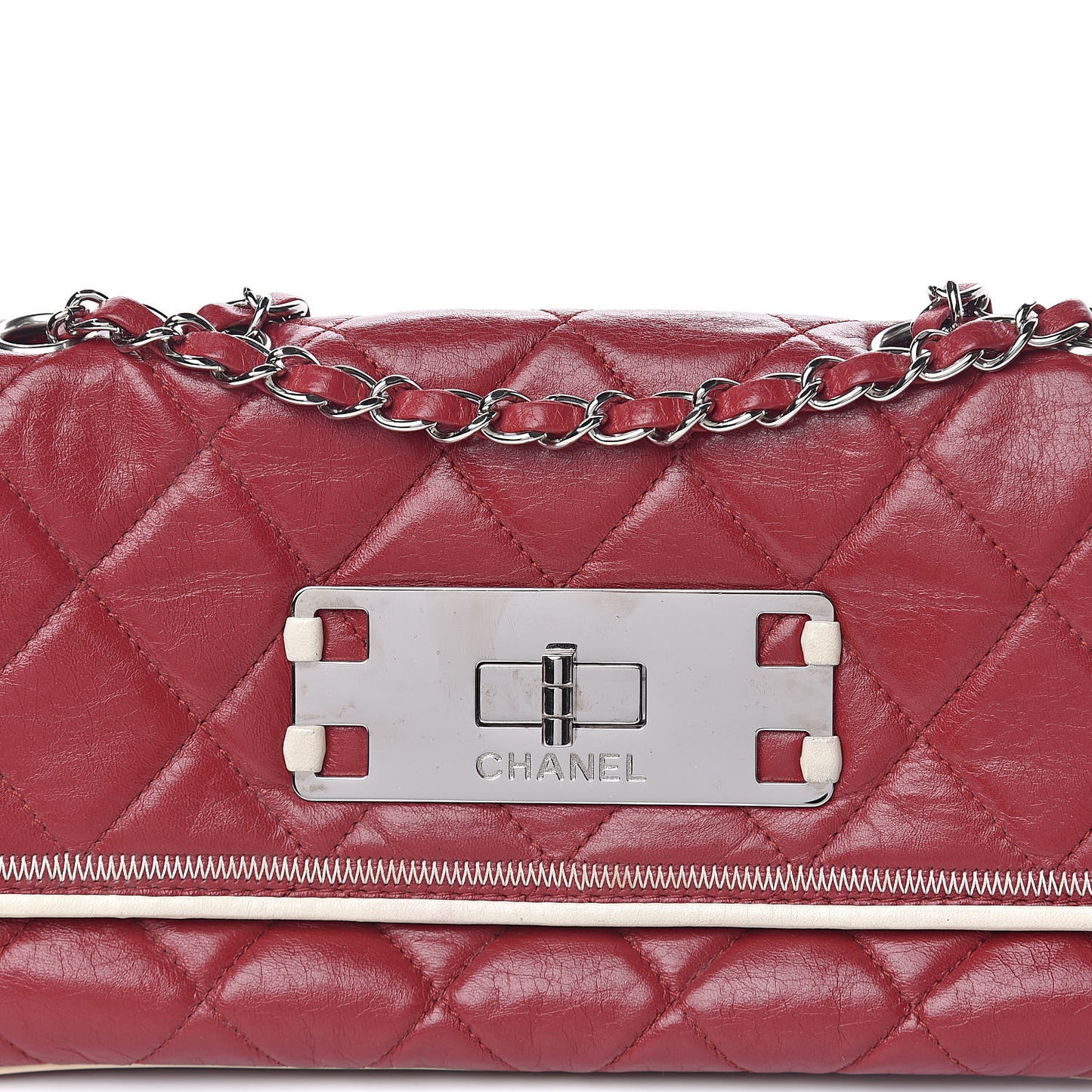 Lambskin Quilted East West Flap Red