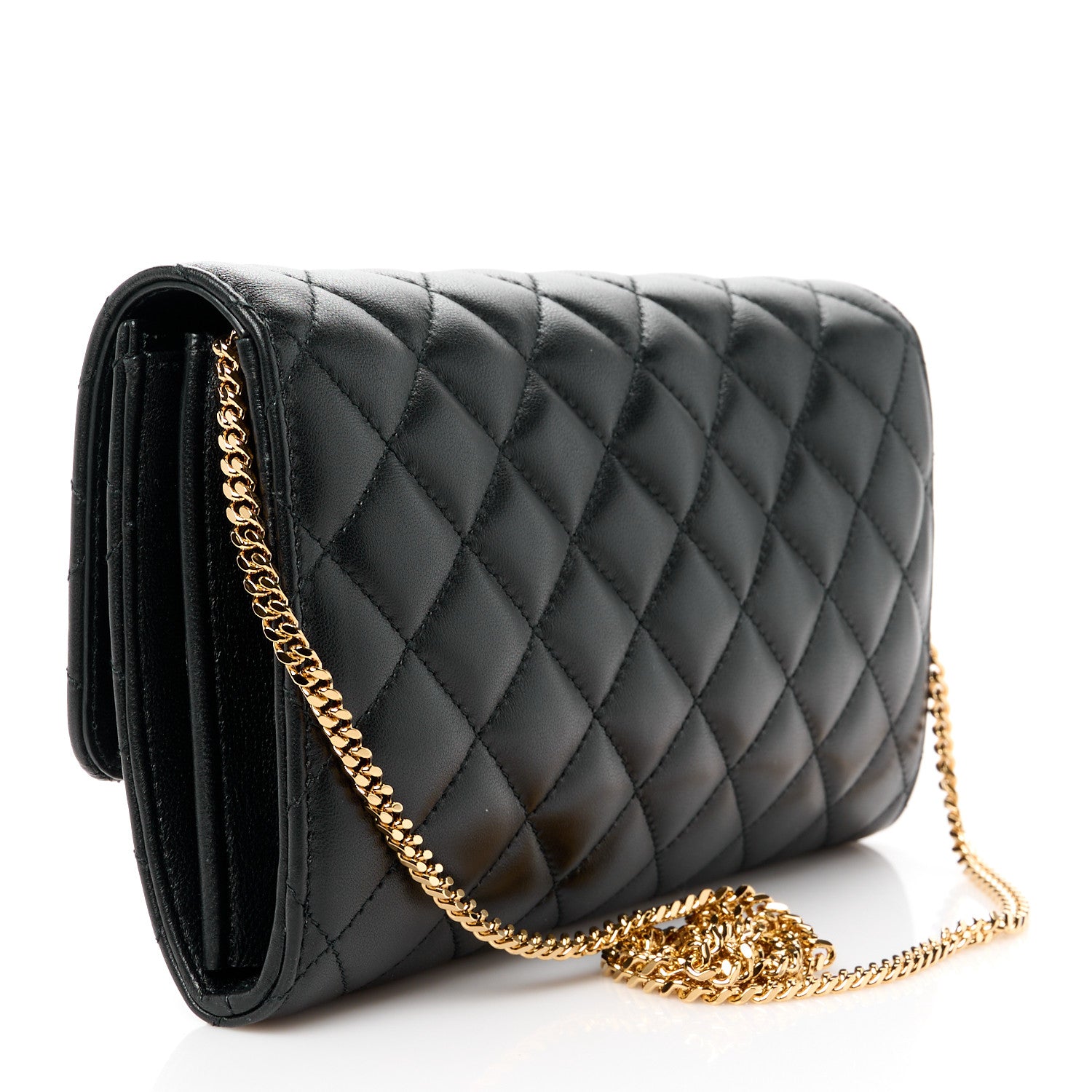 Versace Lambskin Quilted Medusa Wallet On Chain Crossbody Black 3 of 10