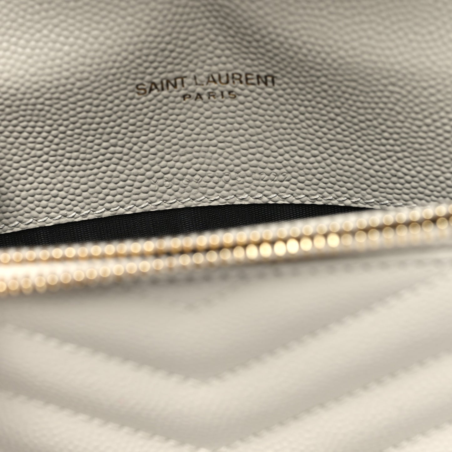 Grain De Poudre Matelasse Chevron Monogram Envelope Chain Wallet Crema Soft