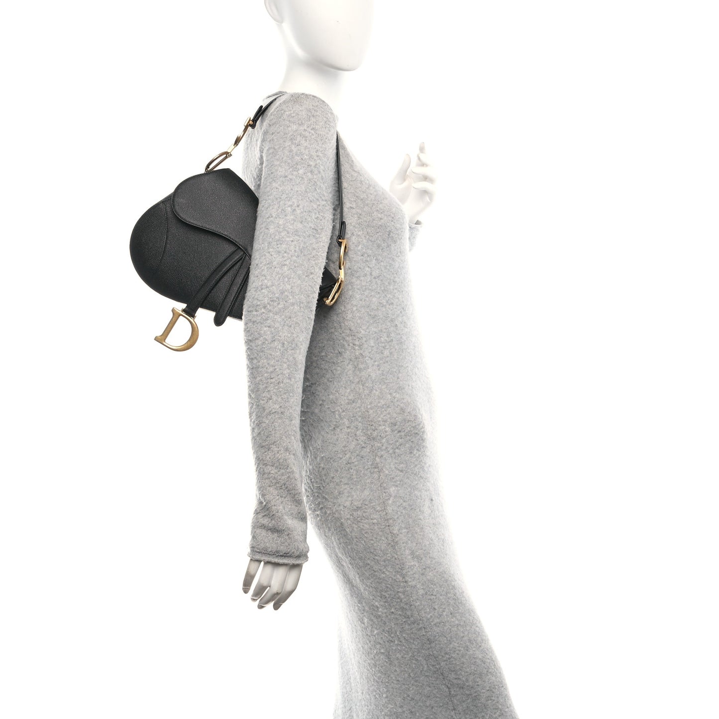 Grained Calfskin Saddle Bag Black