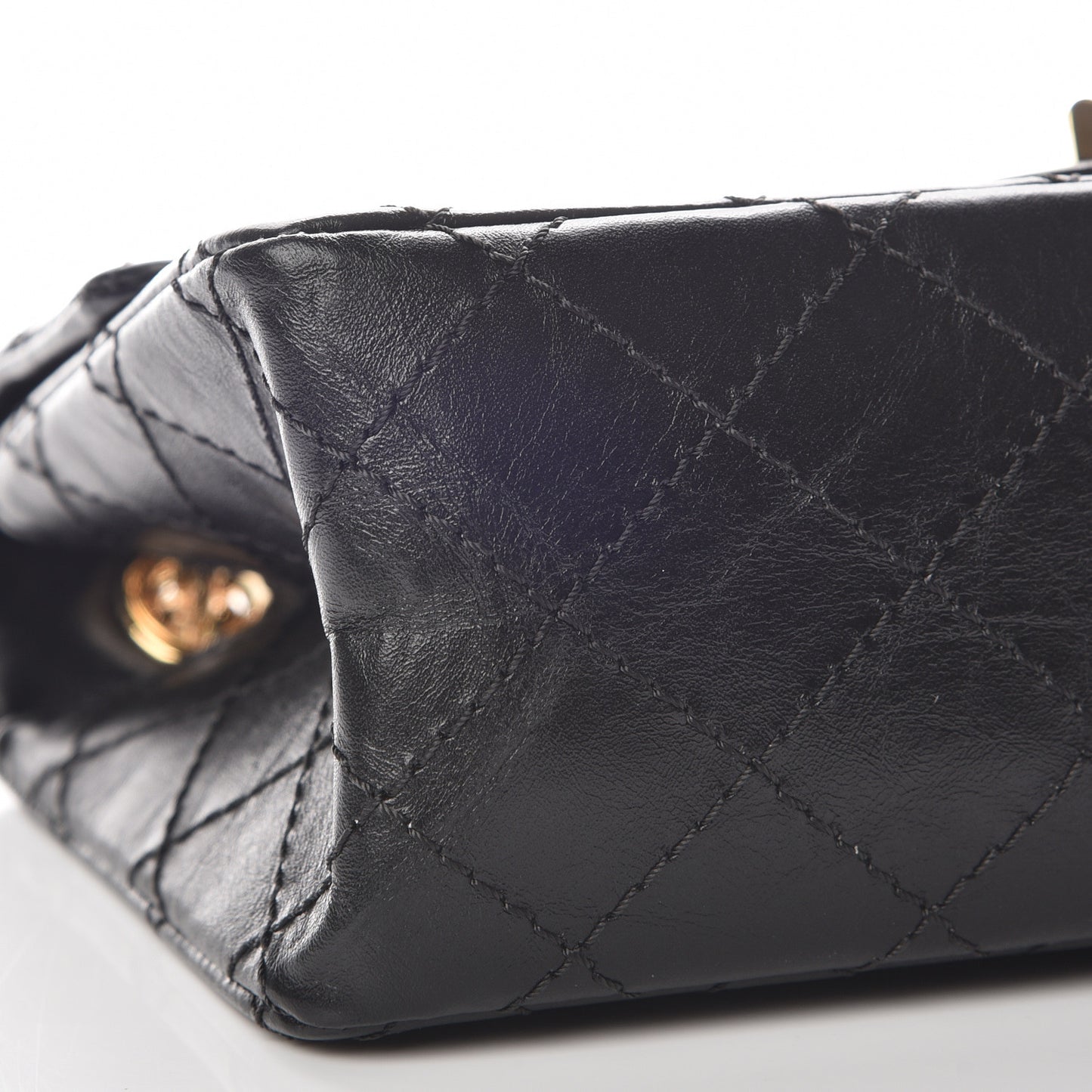 Aged Calfskin Quilted 2.55 Reissue Mini Flap Black