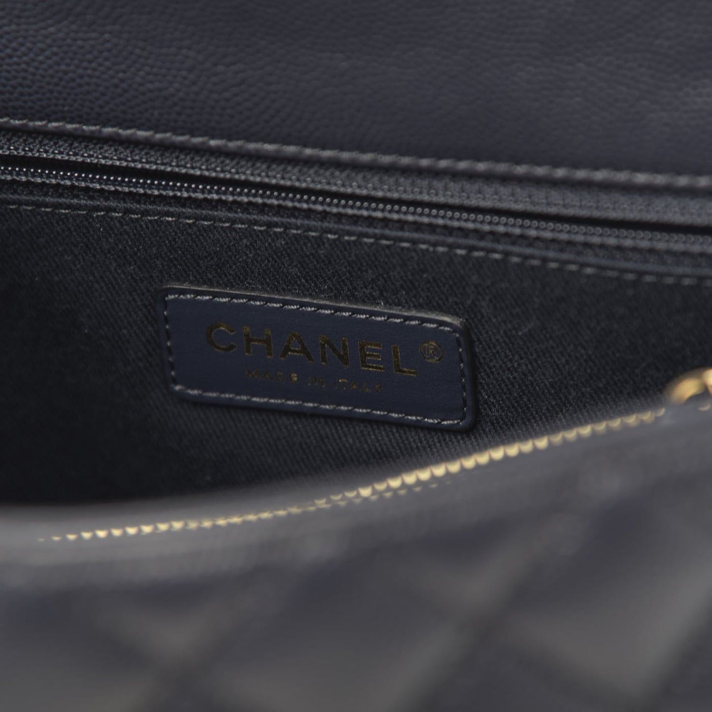 Caviar Quilted Small Coco Handle Flap Navy