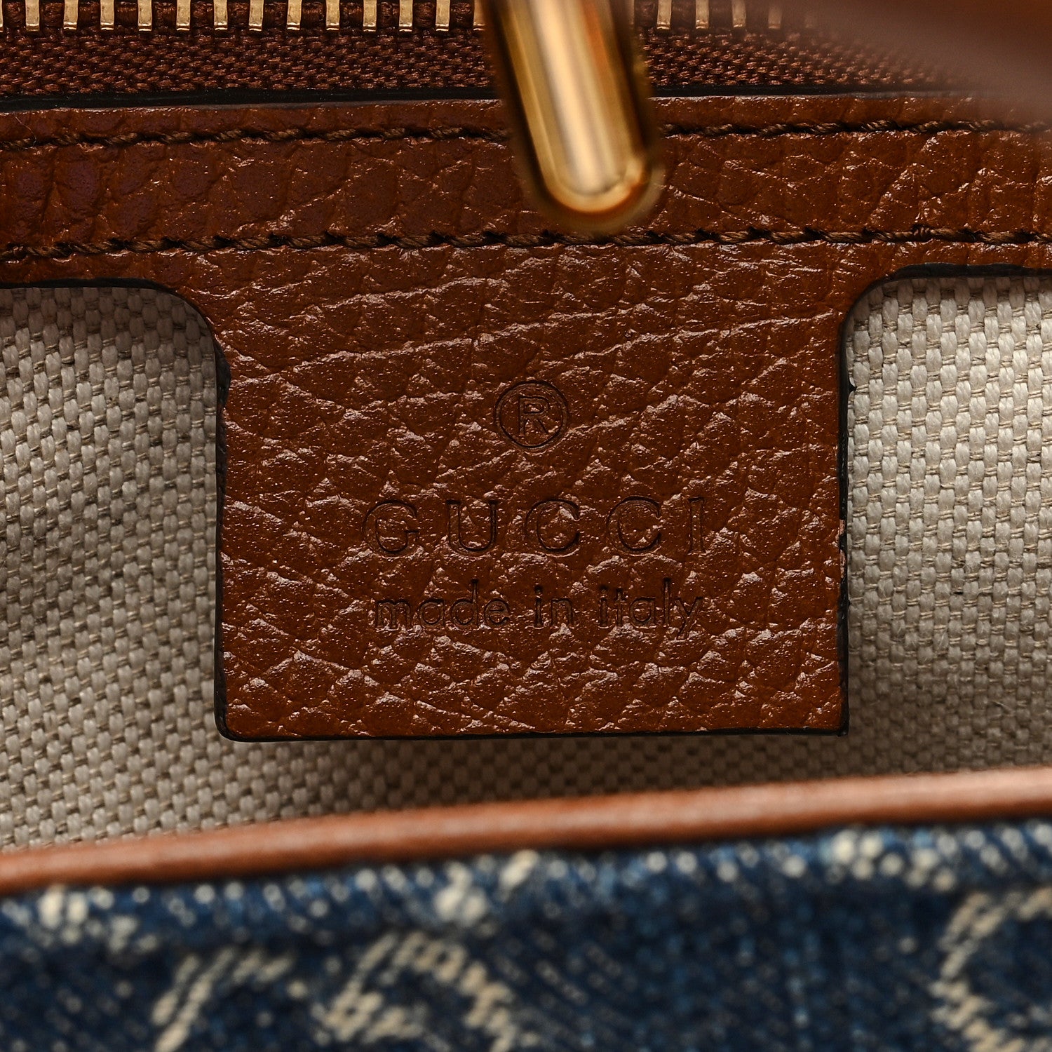 Gucci New Denim GG Monogram Dollar Calfskin Medium Jackie 1961 Tote Blue Tea Cuir Epilog 6 of 9
