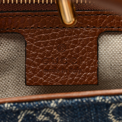 Gucci New Denim GG Monogram Dollar Calfskin Medium Jackie 1961 Tote Blue Tea Cuir Epilog 6 of 9