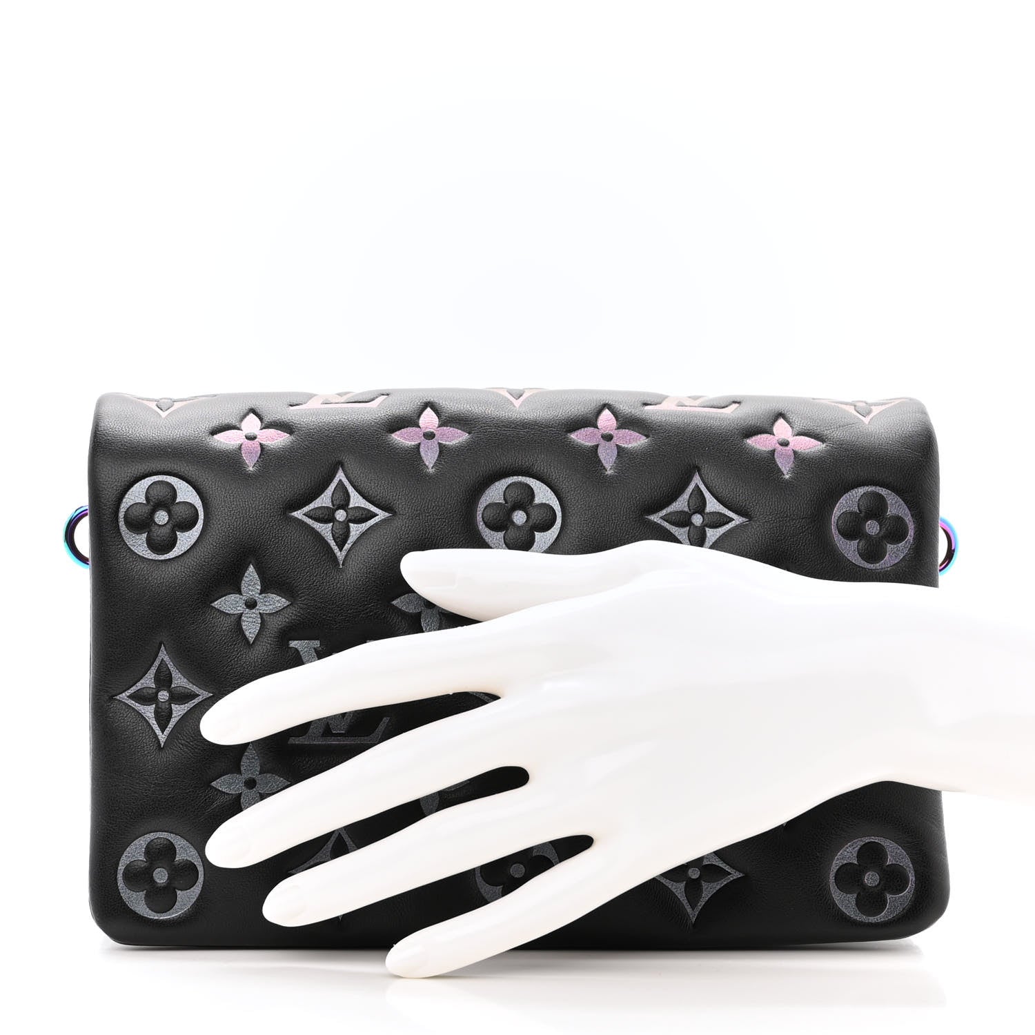Louis Vuitton Lambskin Embossed Monogram Scarabeo Pochette Coussin Black 2 of 9