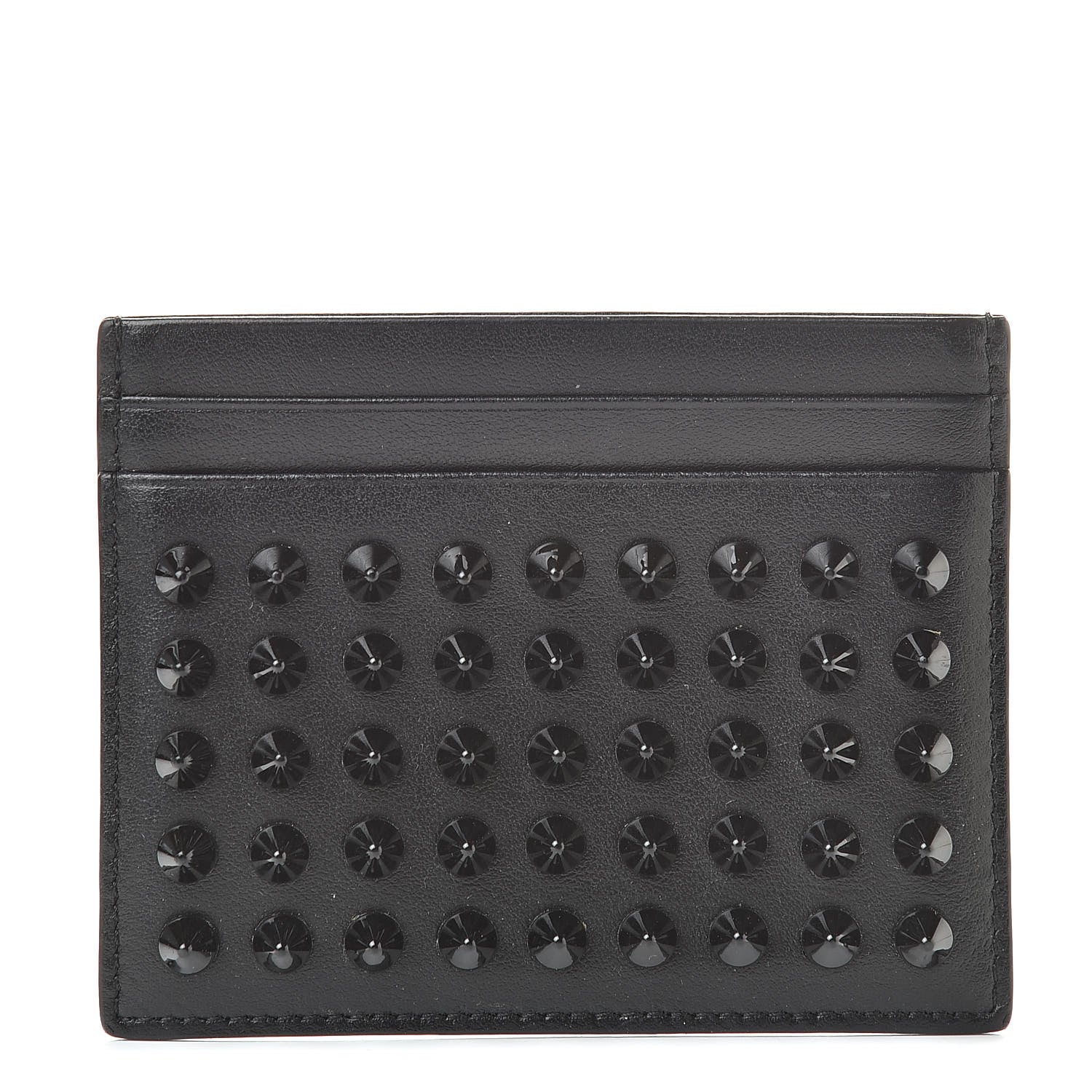 Christian Louboutin Calfskin Paris Spikes Kios Card Holder Black 1 of 7