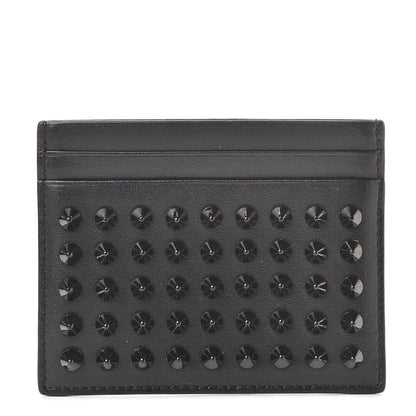 Christian Louboutin Calfskin Paris Spikes Kios Card Holder Black 1 of 7