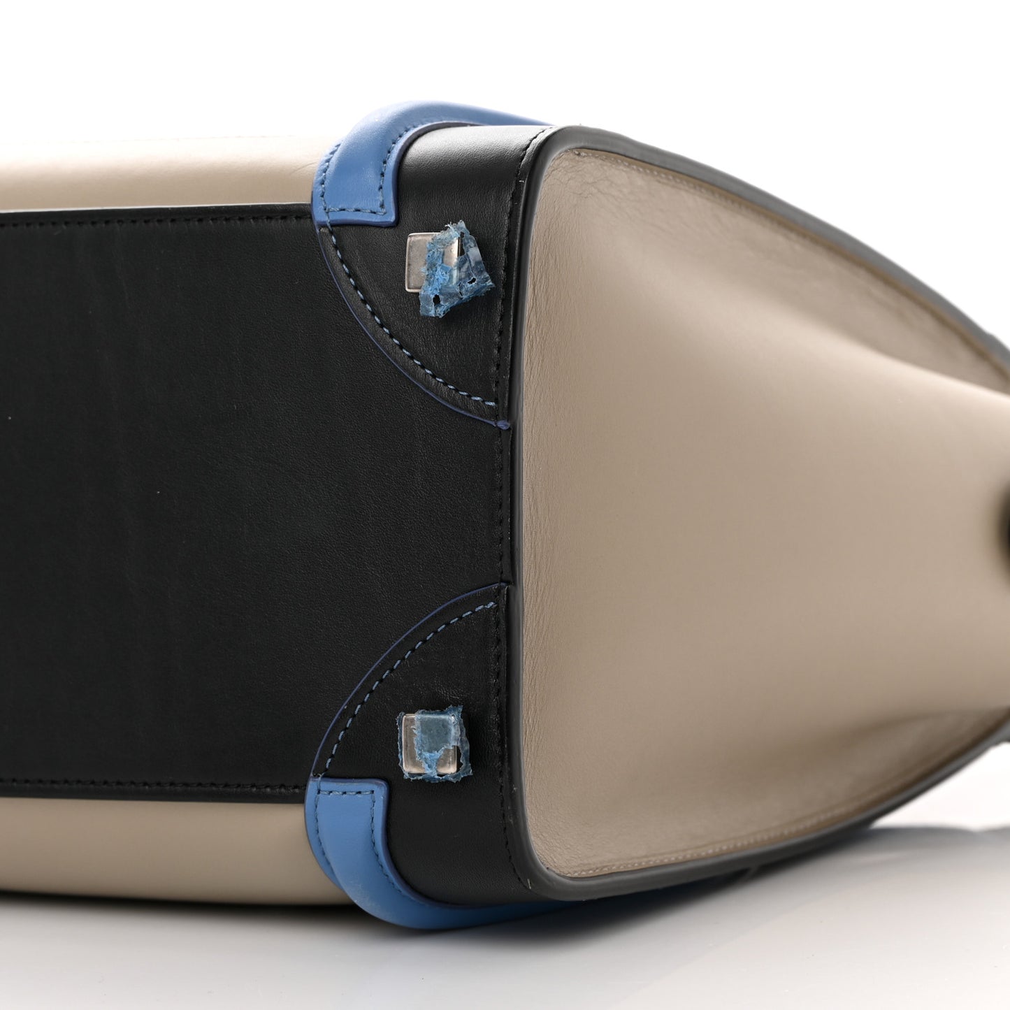 Shiny Smooth Calfskin Micro Tri-Color Luggage Quartz