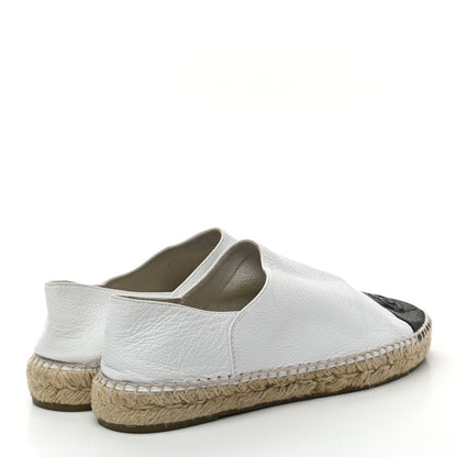 Chanel Grained Calfskin CC Espadrilles 41 White Black 4 of 8