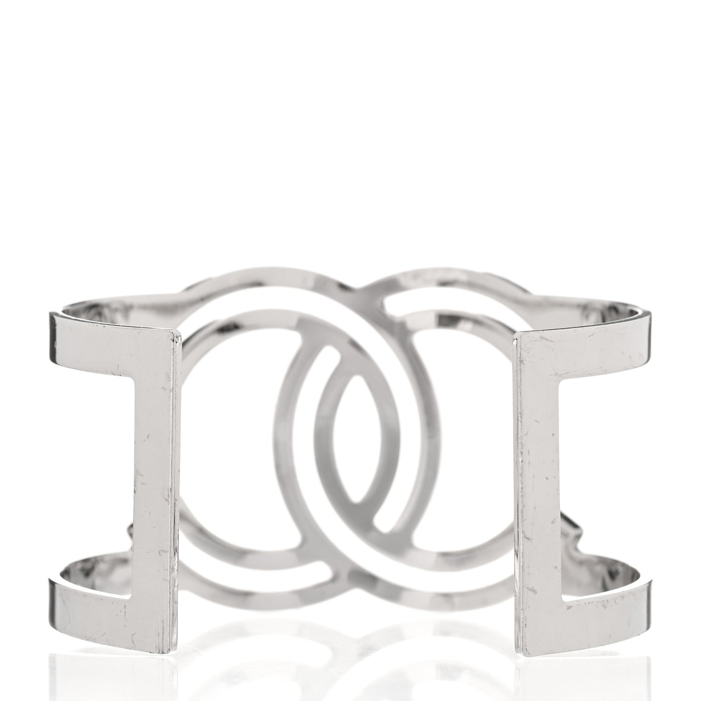 Metal Baguette Crystal CC Cuff Silver