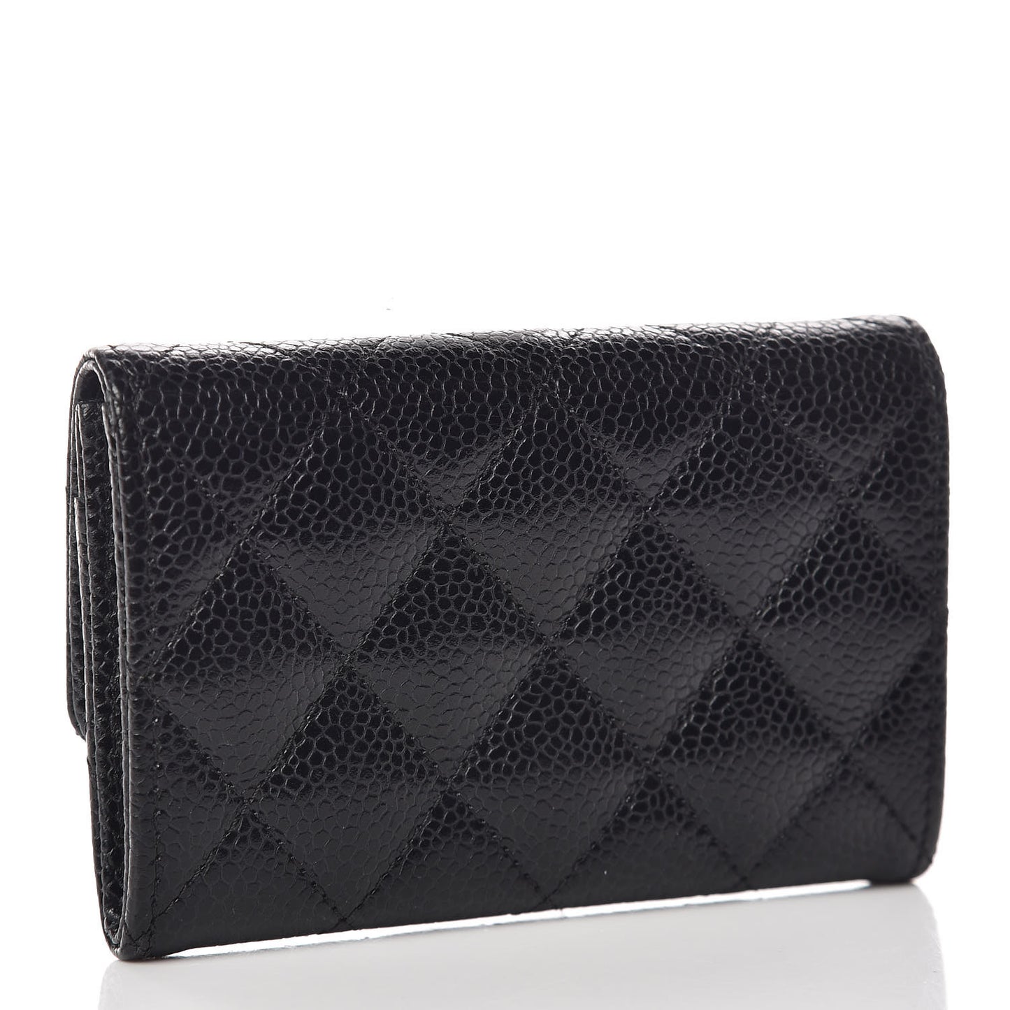 Caviar Quilted Flap Card Holder Black
