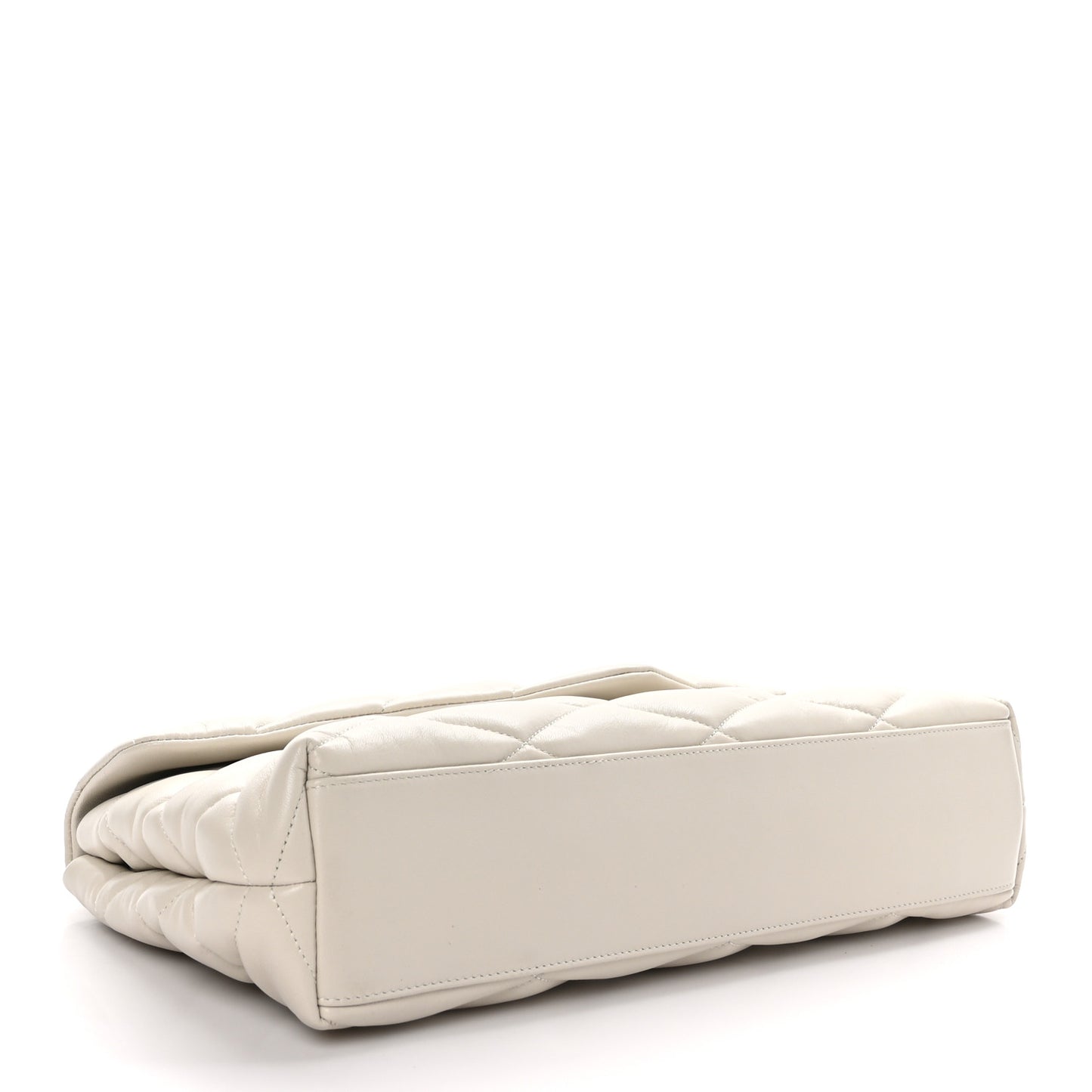 SAINT LAURENT Lambskin Quilted Sade Puffer Envelope Clutch White