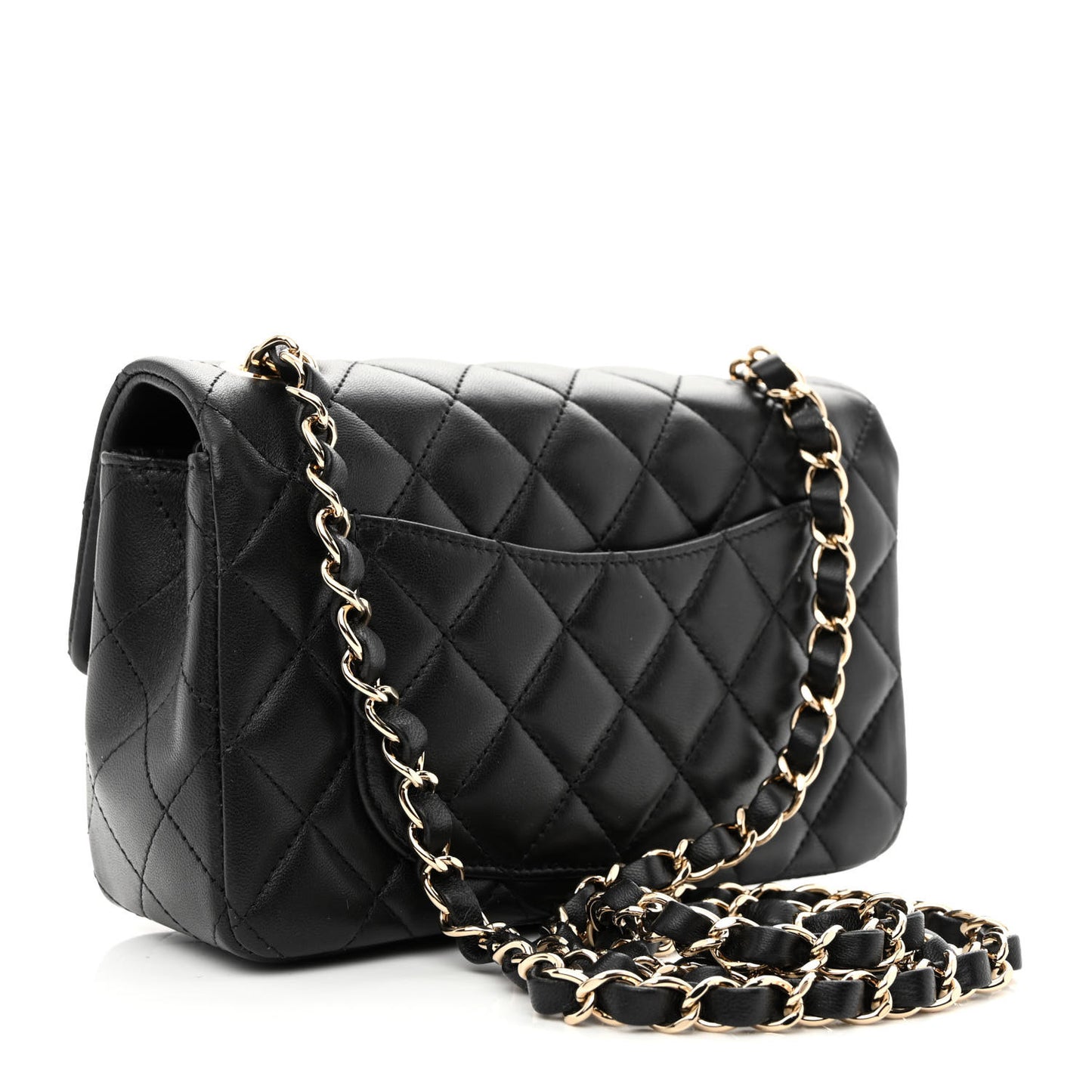 Lambskin Quilted Mini Rectangular Flap Black