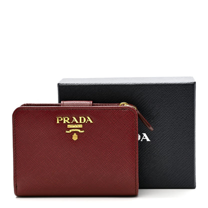 Prada Saffiano Metal Multicolor Compact Wallet Granato 8 of 8