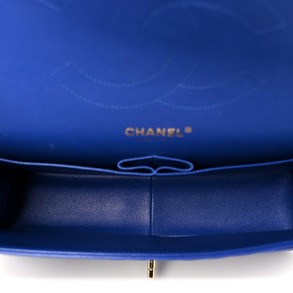 Chanel Lambskin Chevron Quilted Jumbo Double Flap Navy Blue 5 of 11