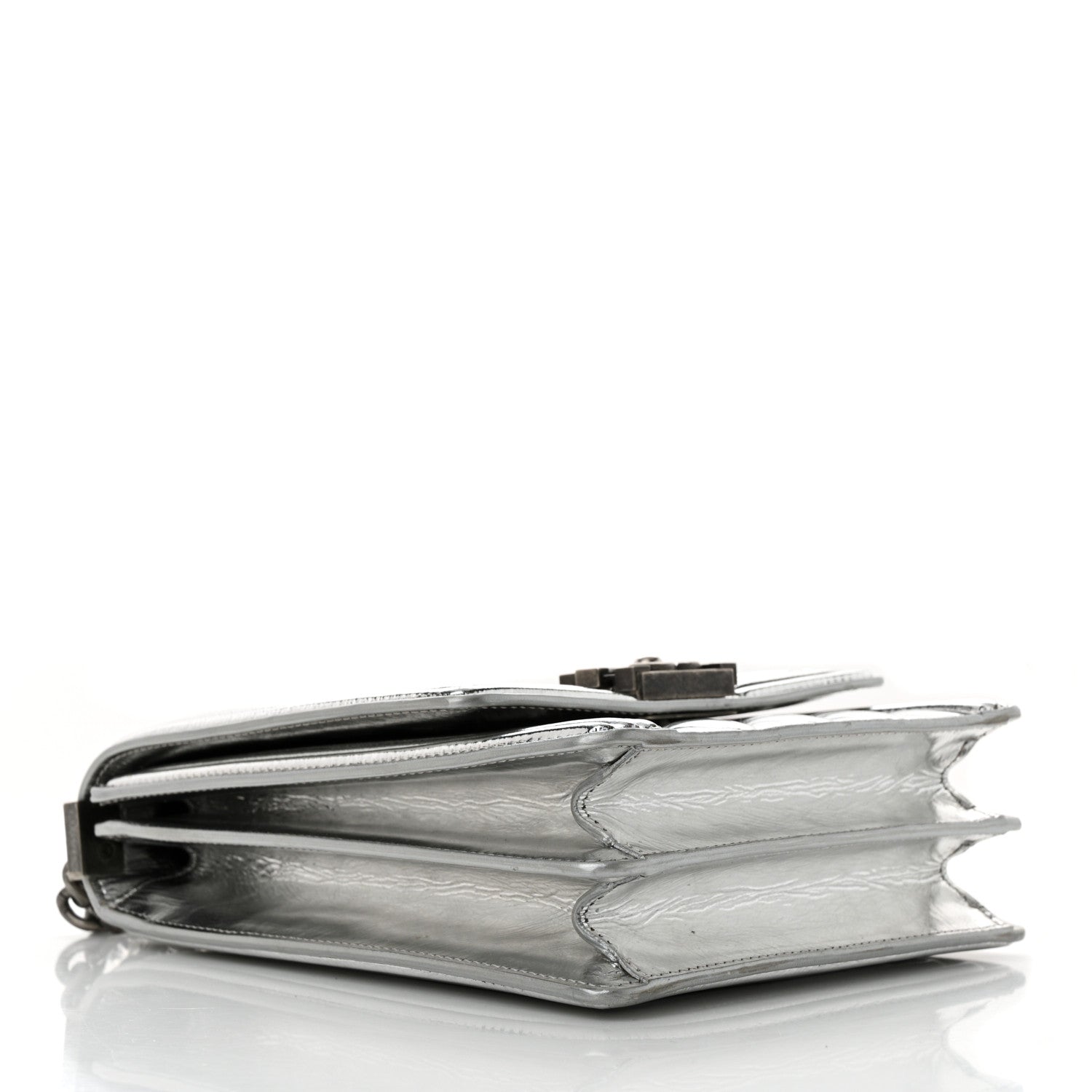 Chanel Metallic Goatskin Quilted North South Boy Flap Silver 4 of 12