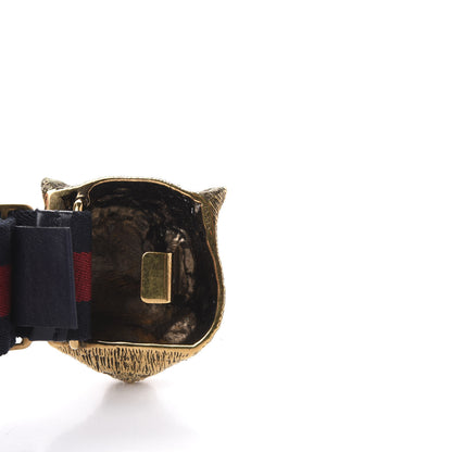 Gucci Web Feline Buckle Belt 95 38 Blue Red 4 of 5