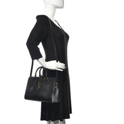 Saint Laurent Python Calfskin Embossed Monogram Baby Cabas Black 2 of 9