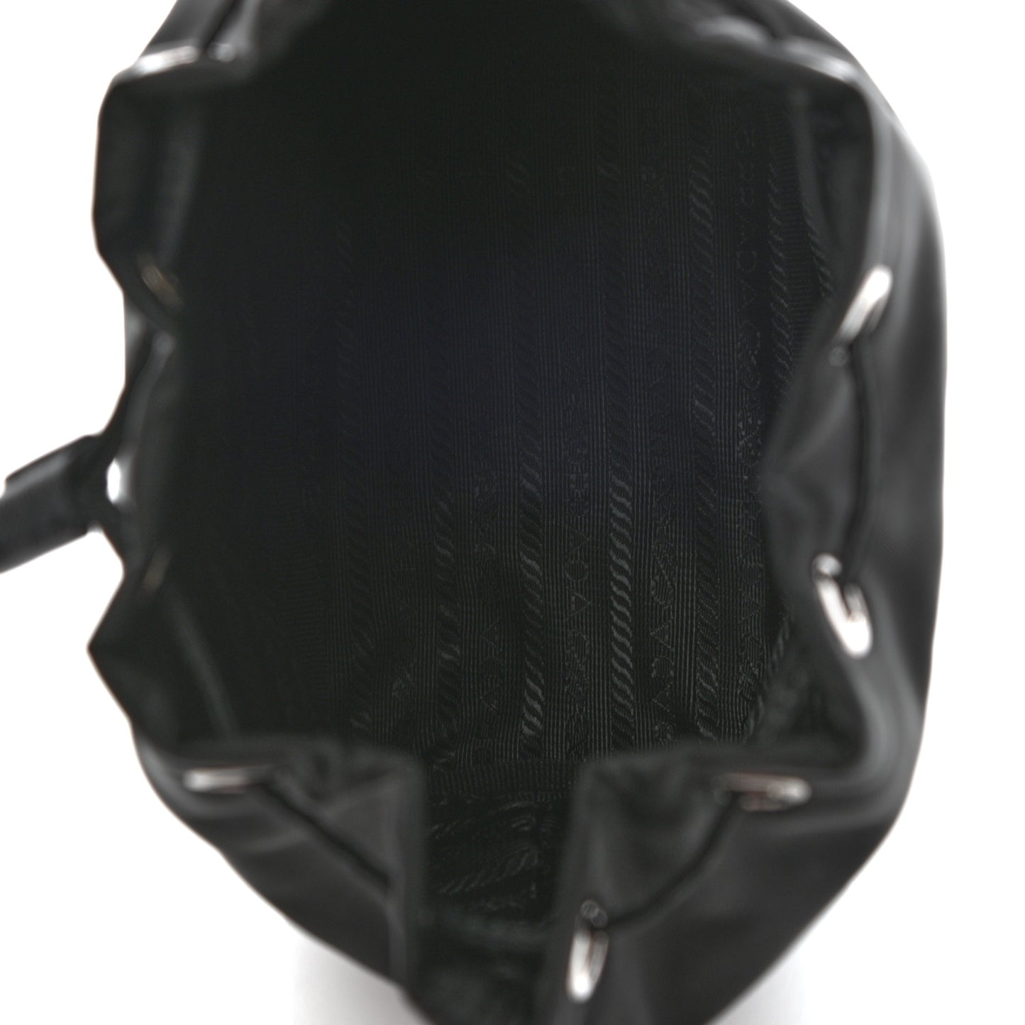 Saffiano Tessuto Nylon Vela Bucket Wristlet Black