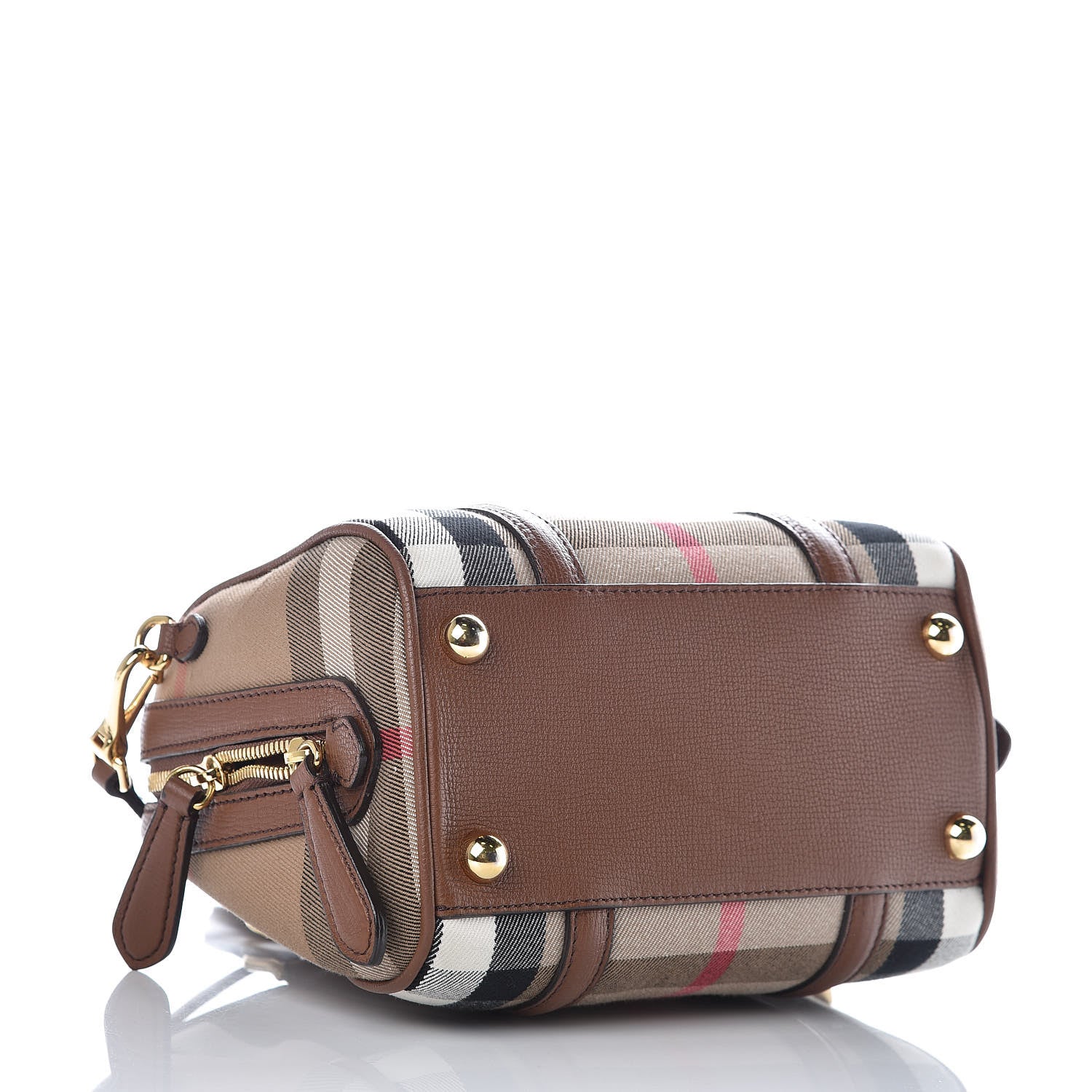 Burberry House Check Derby Calfskin Small Alchester Bowling Bag Tan 4 of 10