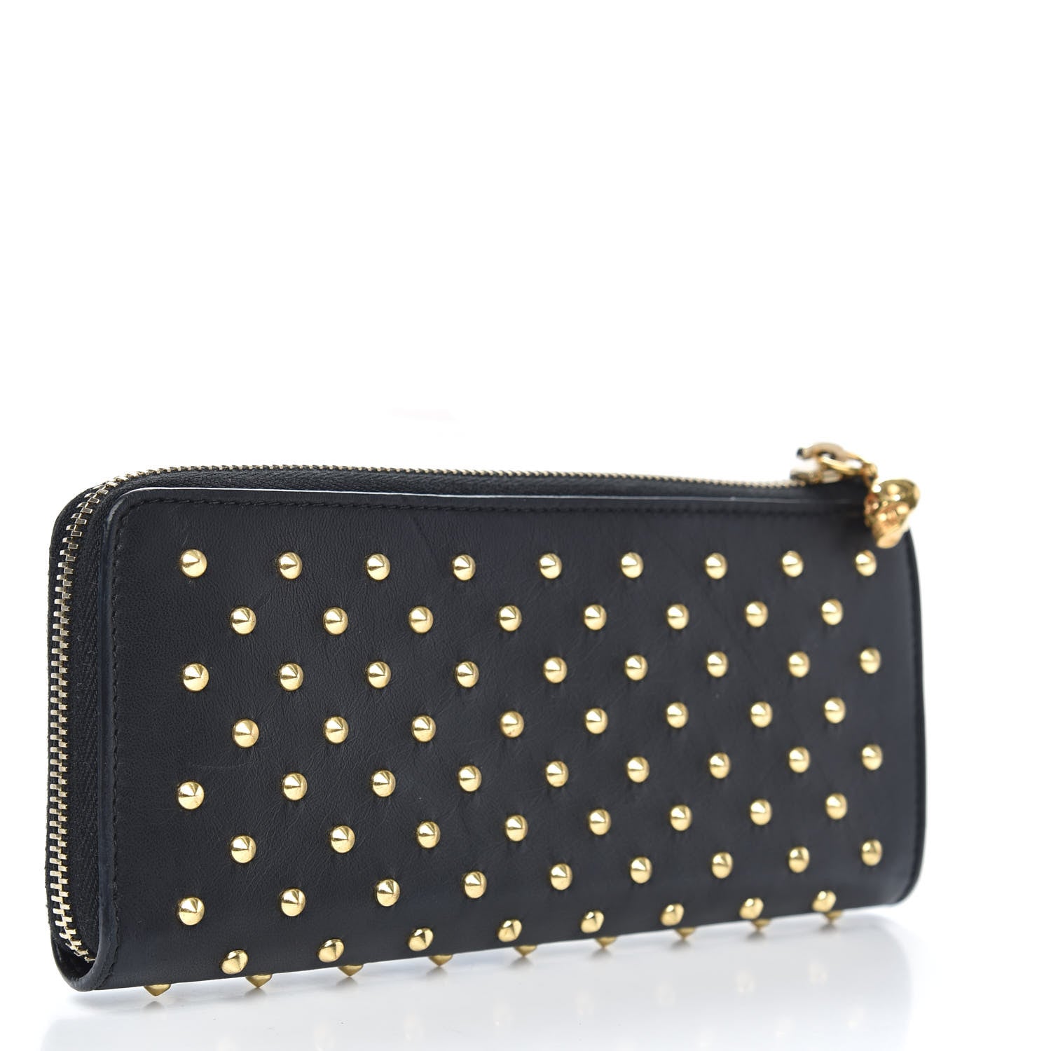 Alexander McQueen Nappa Studded Skull Zip Around Wallet Black 3 of 9
