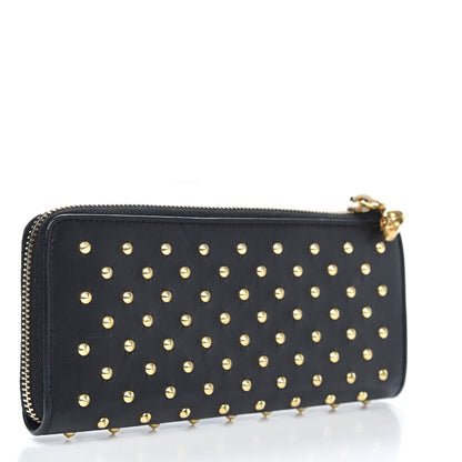 Alexander McQueen Nappa Studded Skull Zip Around Wallet Black 3 of 9