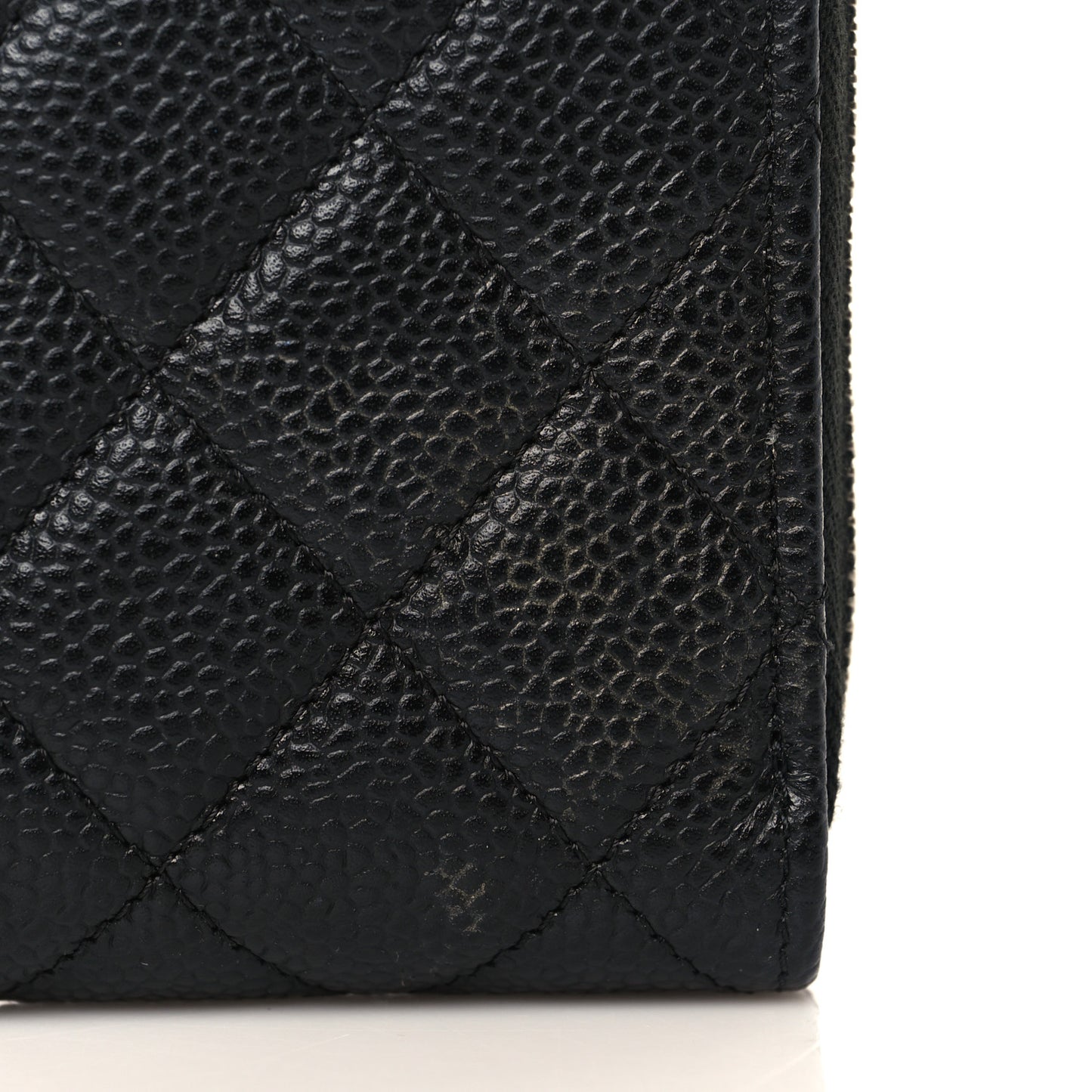 Caviar Quilted Large Gusset Zip Around Wallet Black
