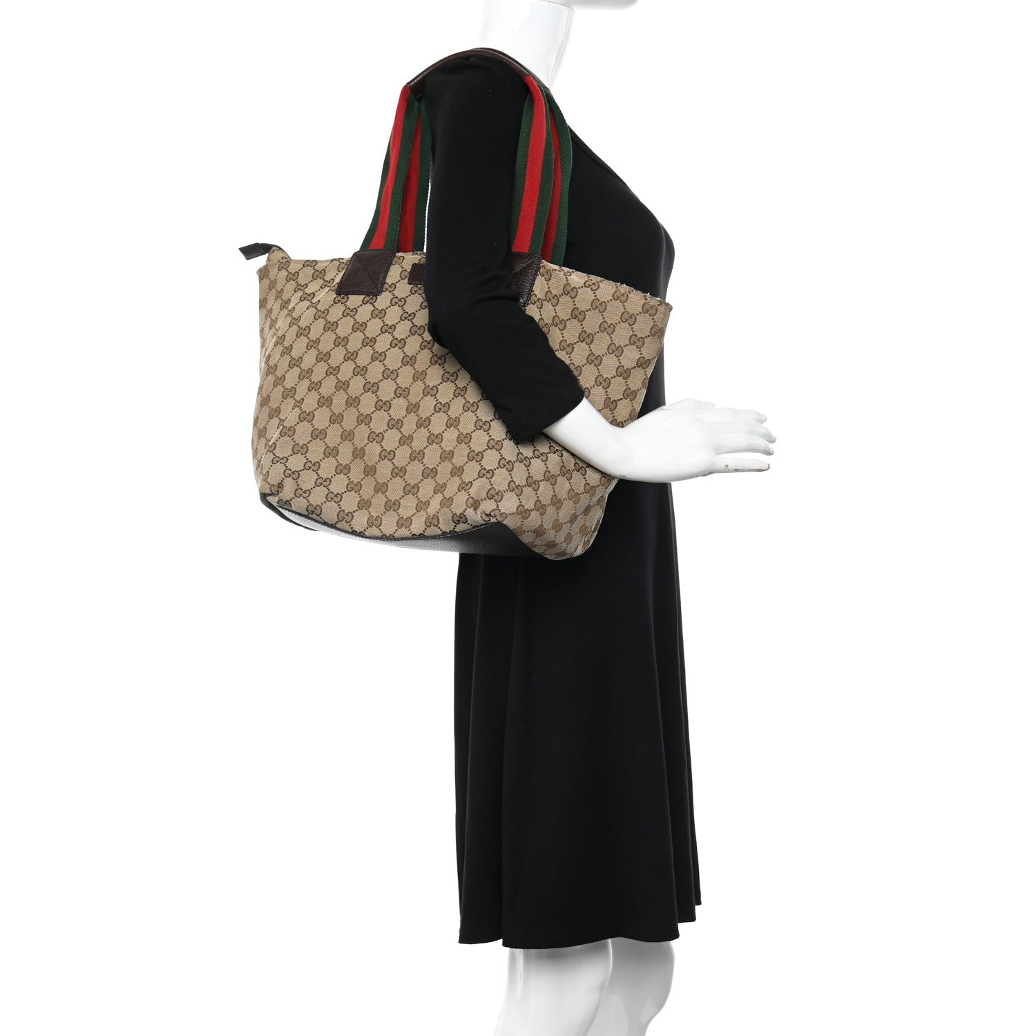 Gucci GG Monogram Large Web Handle Bucket Tote 2 of 16