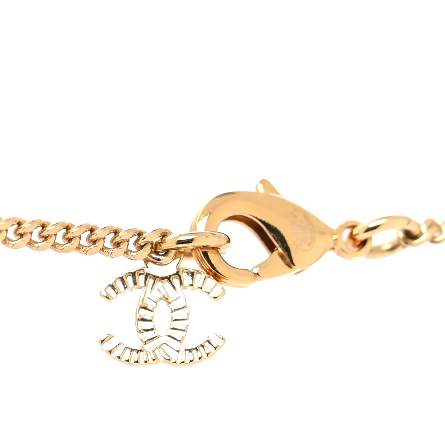 Chanel Metal Lambskin Chain CC Bow Necklace Black Gold 4 of 5