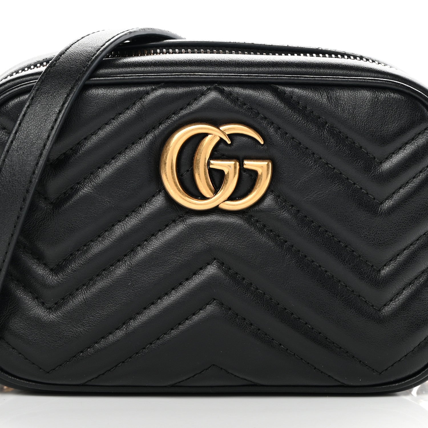 Gucci Calfskin Matelasse Mini GG Marmont Chain Shoulder Bag Black 8 of 11