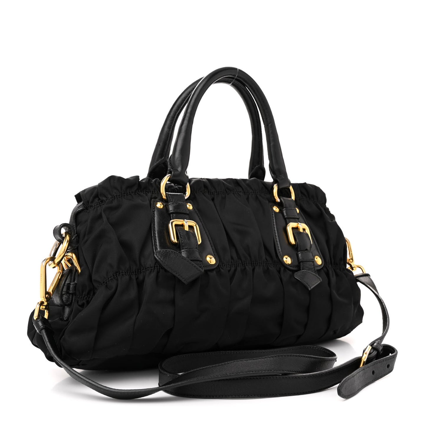 Tessuto Nylon Gaufre Shopping Satchel Black
