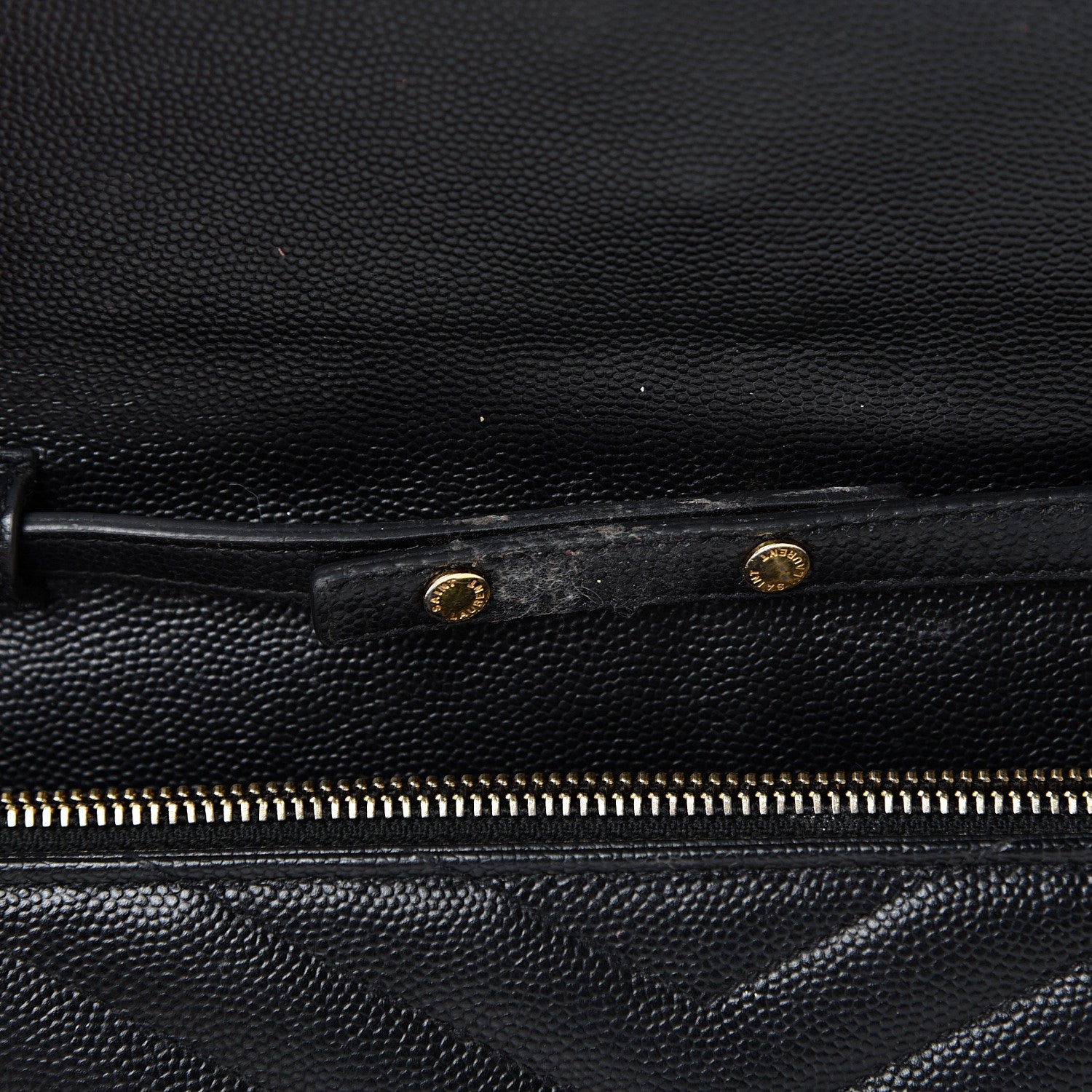 Saint Laurent Grain De Poudre Matelasse Chevron Monogram Chain Wallet Black 15 of 19
