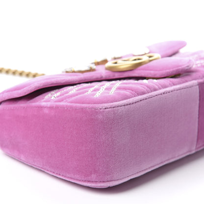 Gucci Velvet Matelasse Marquise Crystals Embroidered Small GG Marmont Shoulder Bag Malva 7 of 11