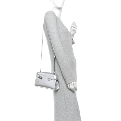 Salvatore Ferragamo Metallic Calfskin Mini E/W Hug Crossbody Bag Silver 2 of 11